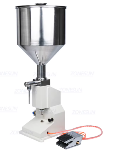 krem dolum makinası, macun dolum makinası ve kozmetik dolum makinası modellerini gösteren endüstriyel pistonlu manuel dolum makinesi